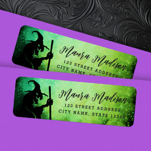 Witch cauldron green Halloween return address