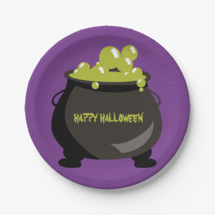 Witch Cauldron Green Potion Halloween Kids Party Paper Plate