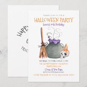 Witch Cauldron Halloween Anniversaire Invitation