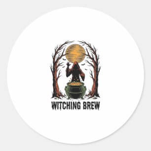 Witch Cauldron Halloween Vintage Engraving Shirt_1 Classic Round Sticker