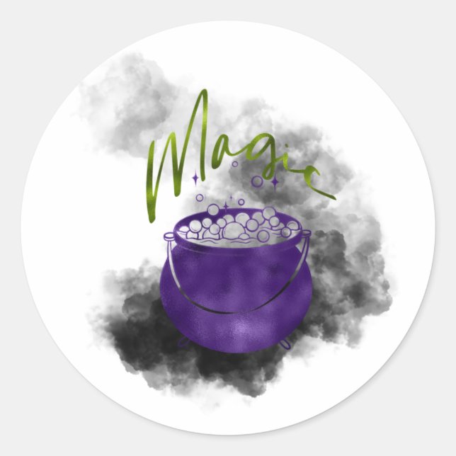 Witch Cauldron Magic  Classic Round Sticker (Front)