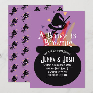 Witch Cauldron Spooky Halloween Baby Shower Invitation