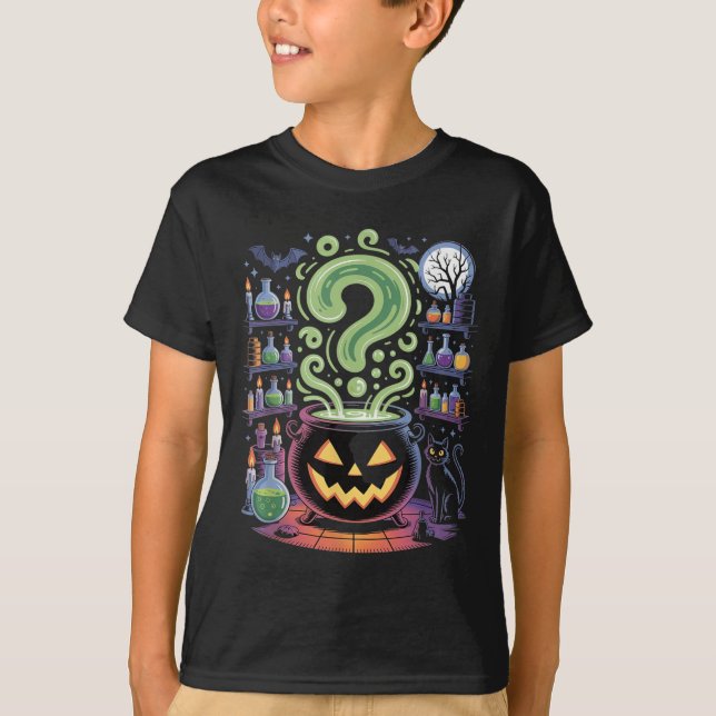 Witch Cauldron Tions Pumpkins Soky Halloween  T-Shirt (Front)