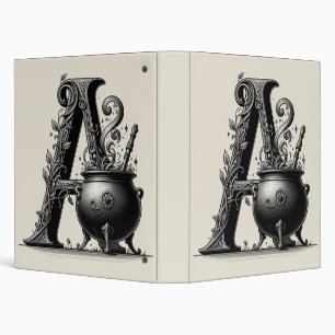 Witch Cauldron Witchy Letter A Custom Initial Binder