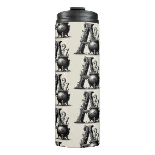 Witch Cauldron Witchy Letter A Custom Initial  Thermal Tumbler