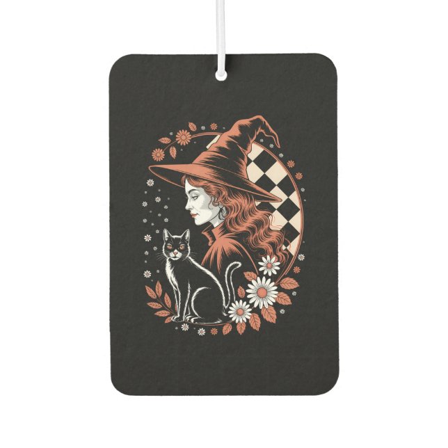 Witch Checkered Halloween Air Freshener (Front)