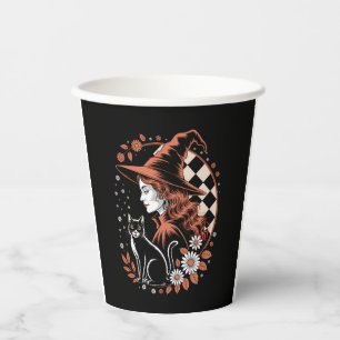 Witch Checkered Halloween Paper Cups