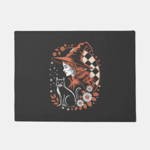 Witch Chequered Halloween Doormat