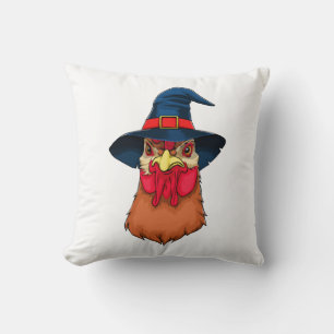 Witch Chicken Funny Halloween Horror Scary Throw Pillow