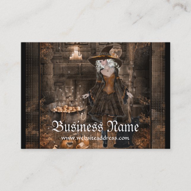 Witch Conjuring Spell 1  Fantasy Business Cards (Front)