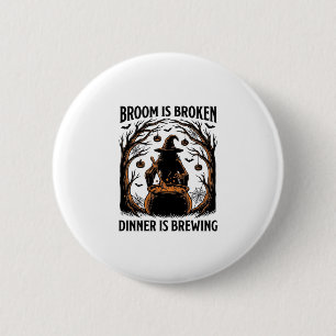 Witch Cooking Shirt Funny Halloween Cauldron Desig 2 Inch Round Button