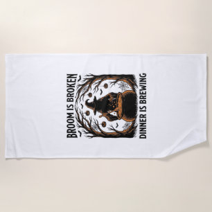 Witch Cooking Shirt Funny Halloween Cauldron Desig Beach Towel