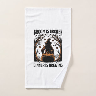Witch Cooking Shirt Funny Halloween Cauldron Desig Hand Towel