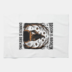 Witch Cooking Shirt Funny Halloween Cauldron Desig Kitchen Towel
