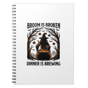 Witch Cooking Shirt Funny Halloween Cauldron Desig Notebook