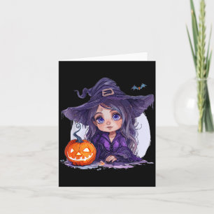 Witch Costume Halloween Pumpkin Spooky Happy Card