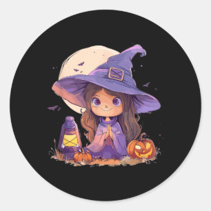 Witch Costume Halloween Pumpkin Spooky Happy Classic Round Sticker