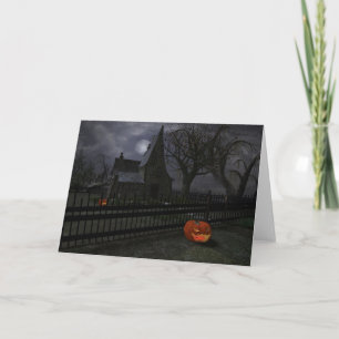 Witch Cottage with Pumpkin Lantern Card