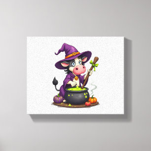 Witch Cow Cauldron Brew Canvas Print