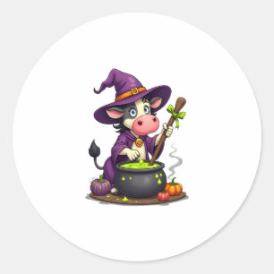 Witch Cow Cauldron Brew Classic Round Sticker