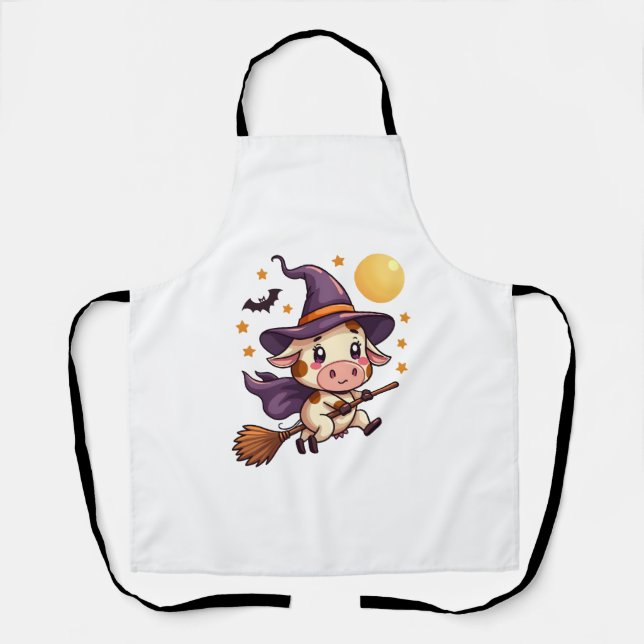 Witch Cow on a Broomstick Apron (Front)