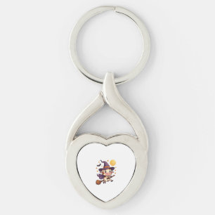 Witch Cow on a Broomstick Keychain