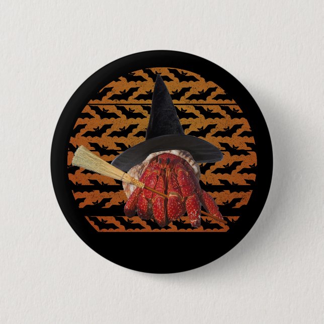 Witch Crab Funny Halloween Hermit Crab Lover 2 Inch Round Button (Front)