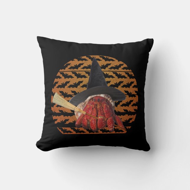 Witch Crab Funny Halloween Hermit Crab Lover Throw Pillow (Front)
