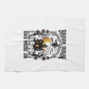 Witch Dad Halloween Broom Broke Vintage Graphic_1 Kitchen Towel