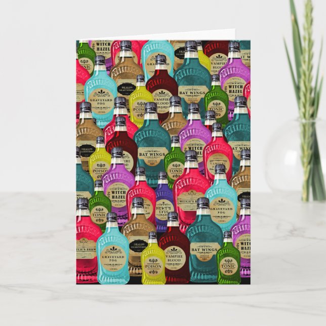 Witch Doctor Magic Potion Apothecary Tonic Bottles Card (Front)