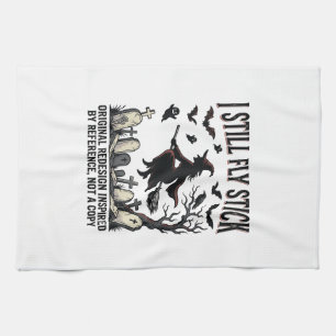Witch Driving Pun Shirt Funny Vintage Halloween Gr Kitchen Towel
