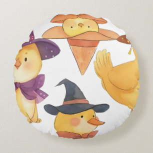 Witch Duck Round Pillow