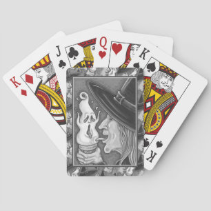 WITCH EATING SCREAMING ICE CREAM CONE, HALLOWEEN PLAYING CARDS