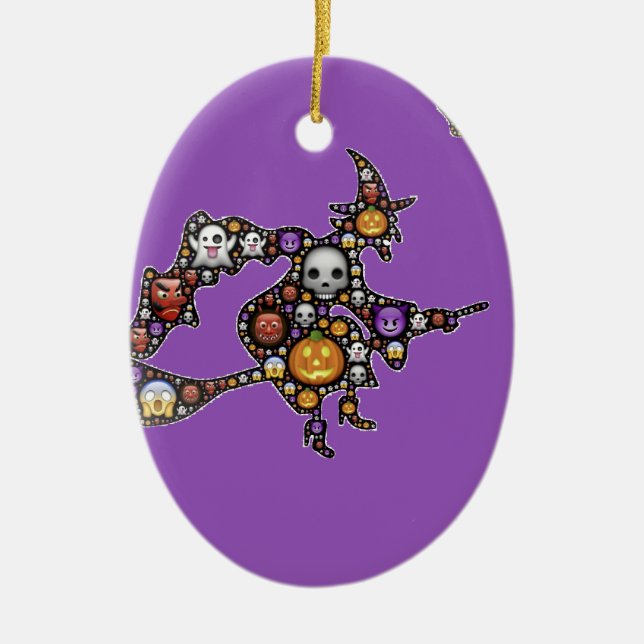 witch emoji ceramic ornament (Front)