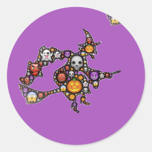 witch emoji classic round sticker
