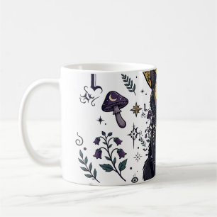 Witch Familiar Black Cat Gothic Moon Portrait Art Coffee Mug