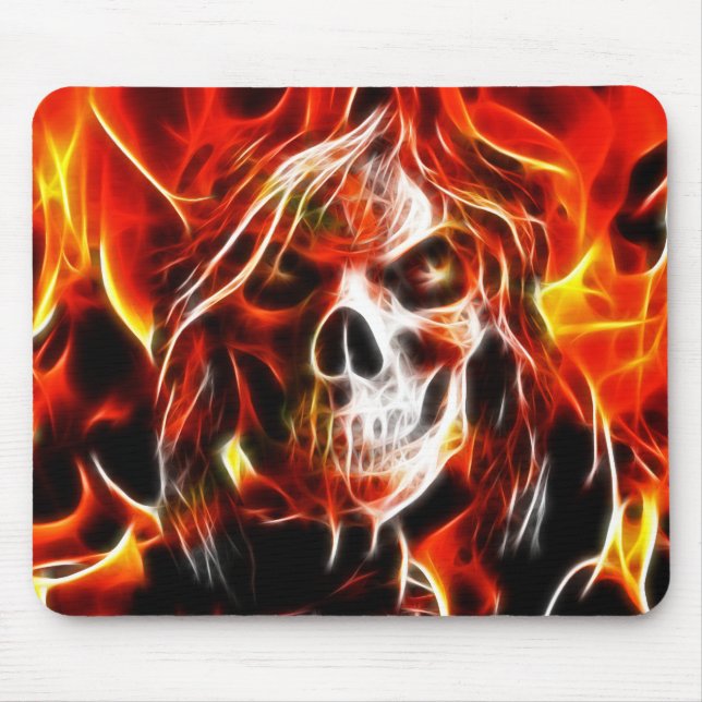 Witch Fiery Skull Mouse Pad (Front)