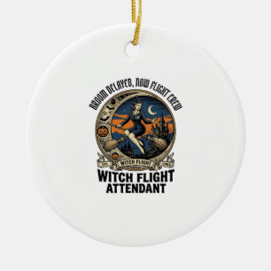 Witch flight attendant Halloween broom broke desig Ceramic Ornament