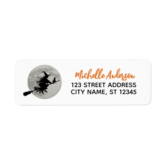 Witch Flying Across a Full Moon Return Address     (Front)