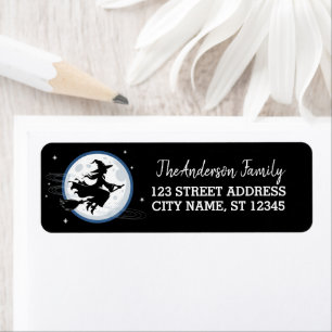 Witch Flying Across a Full Moon Return Address    
