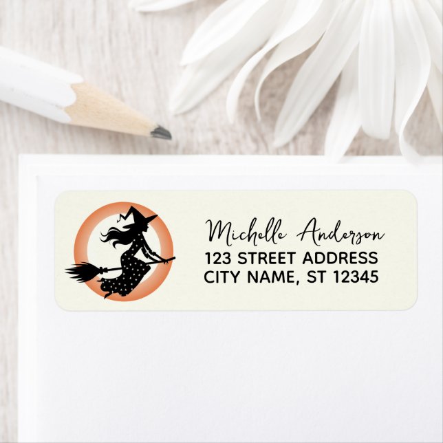 Witch Flying Across a Full Moon Return Address  (Insitu)