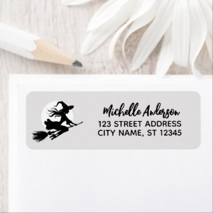 Witch Flying Across a Full Moon Return Address 