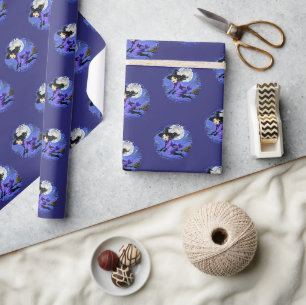 Witch flying of a broom - Wicca Halloween 7 Wrapping Paper
