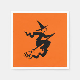 Witch Flying on Broomstick Halloween 4Nellie Napkin