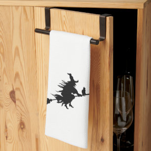 Witch Flying On Her Broom Kitchen Towel