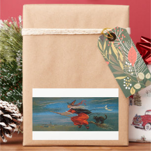 Witch Flying with Black Cat on Halloween Night  Sticker