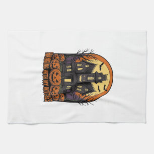 Witch Friends Halloween Haunted House Shirt_1 Kitchen Towel