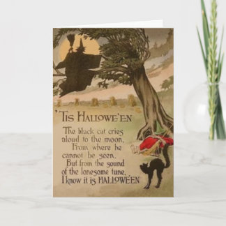 Witch Full Moon Pumpkin Black Cat Card
