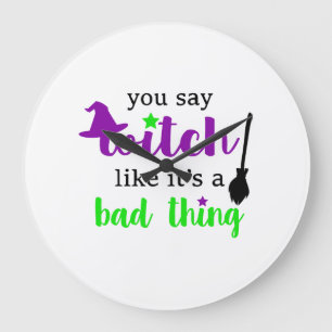 Witch Funny Halloween Large Clock