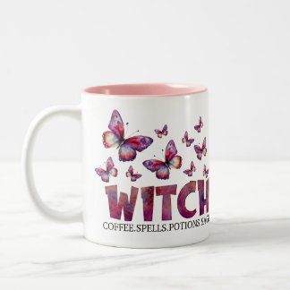 Witch Galaxy: Unleash Magic with Coffee & Spells  Two-Tone Coffee Mug
